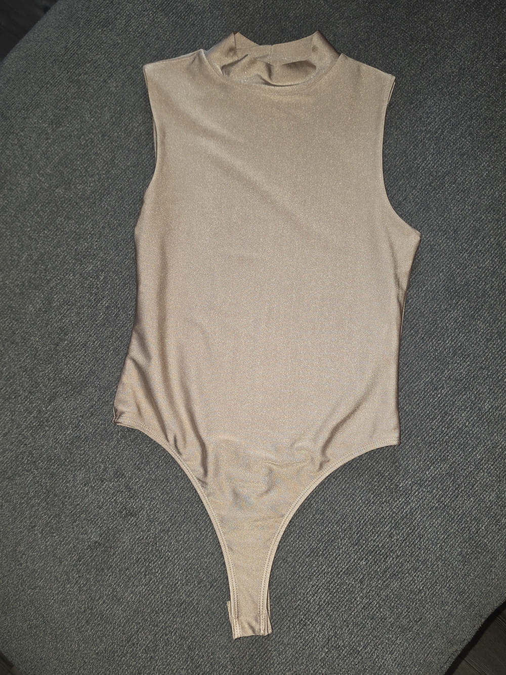 Bailey 44 Shimmery Nude Mock-Neck Sleeveless Bodysuit